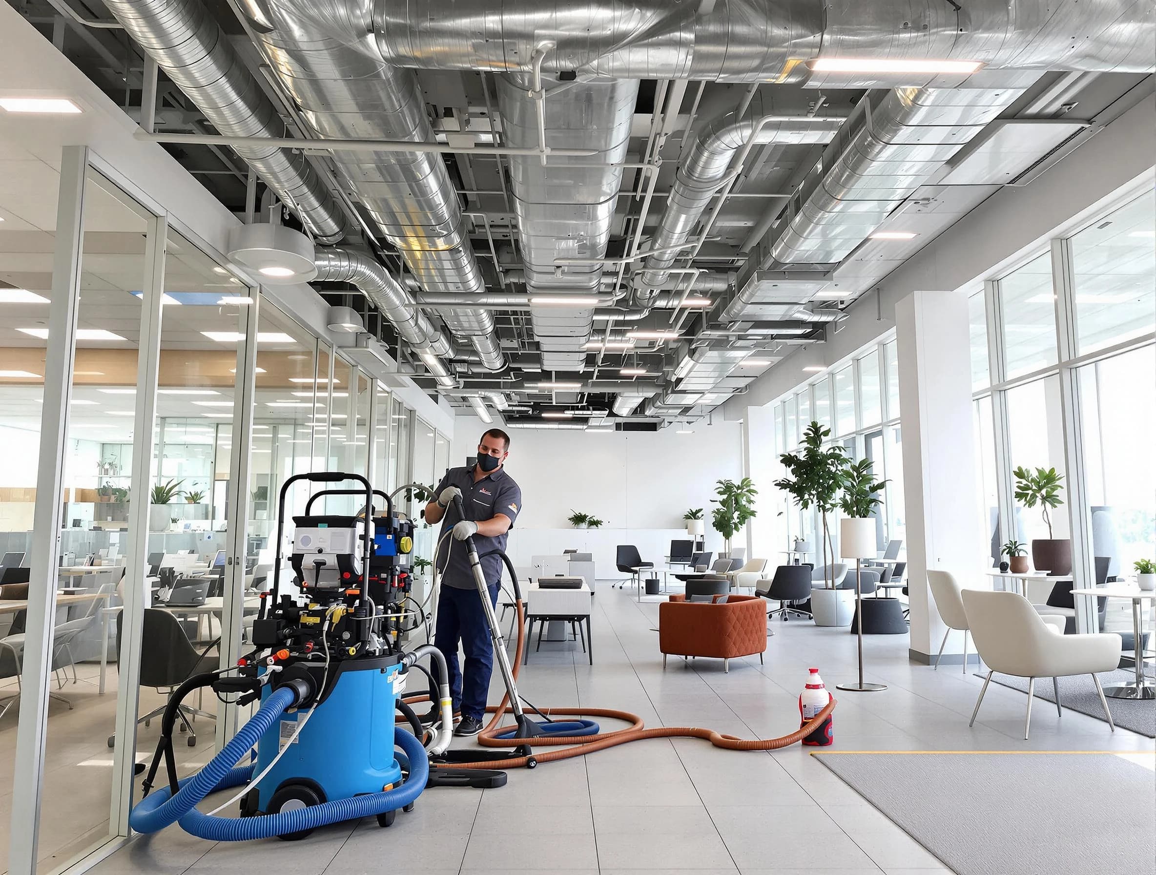 East Basin Air Duct Cleaning team conducting comprehensive commercial duct cleaning at a business location in East Basin