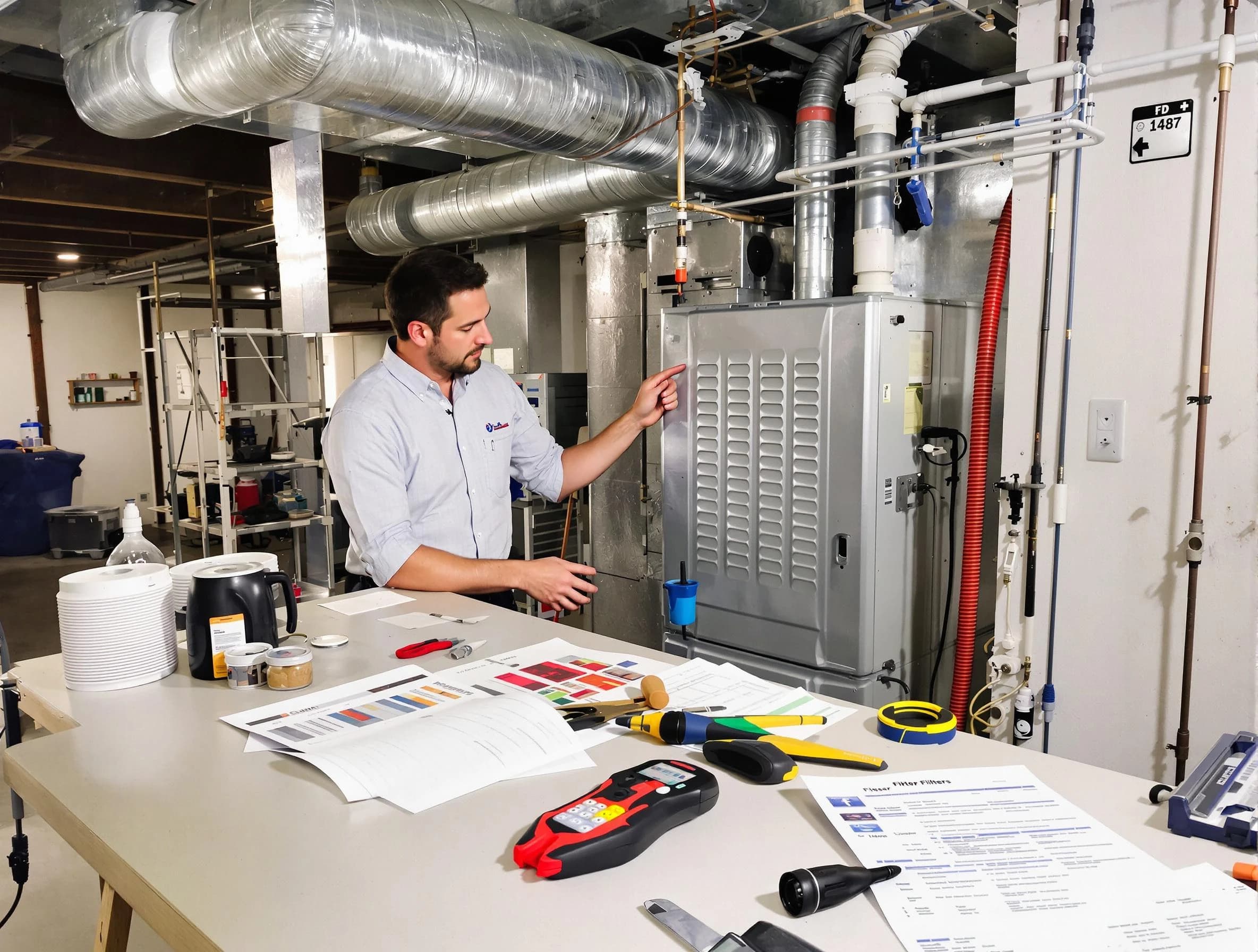 East Basin Air Duct Cleaning inspector conducting detailed filter system evaluation using professional diagnostic tools in East Basin