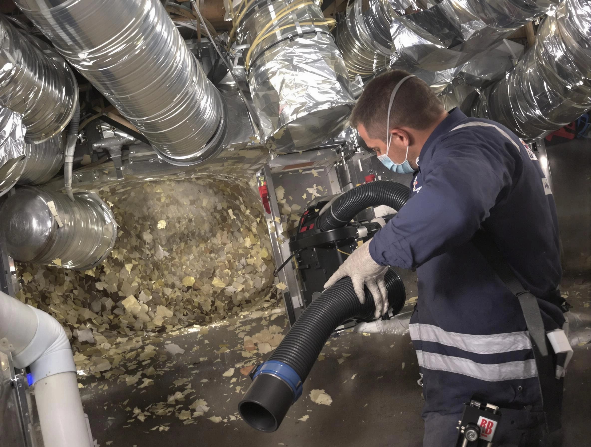 East Basin Air Duct Cleaning specialist operating negative pressure cleaning equipment for thorough duct maintenance in East Basin
