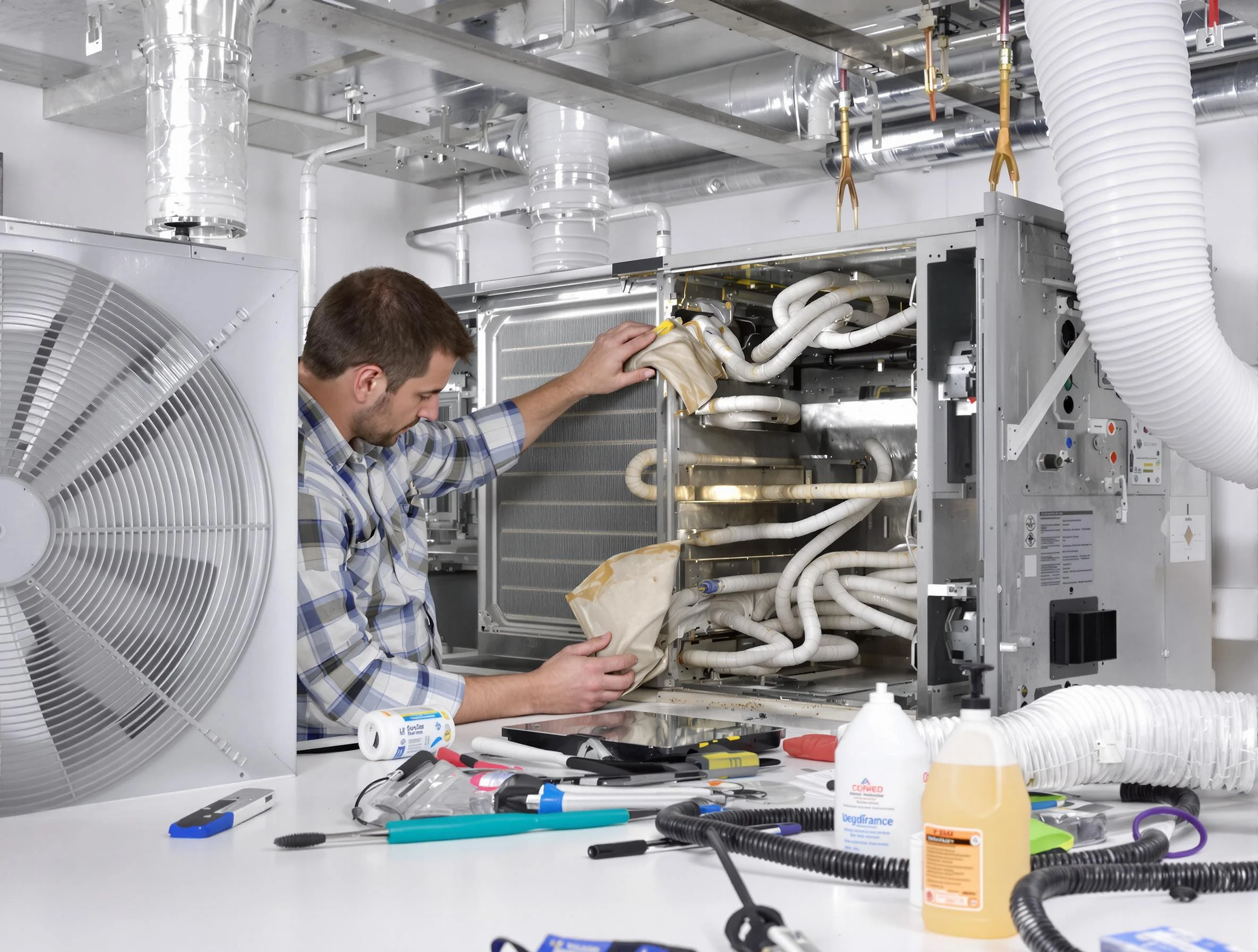 East Basin Air Duct Cleaning specialist performing precision AC coil cleaning in East Basin