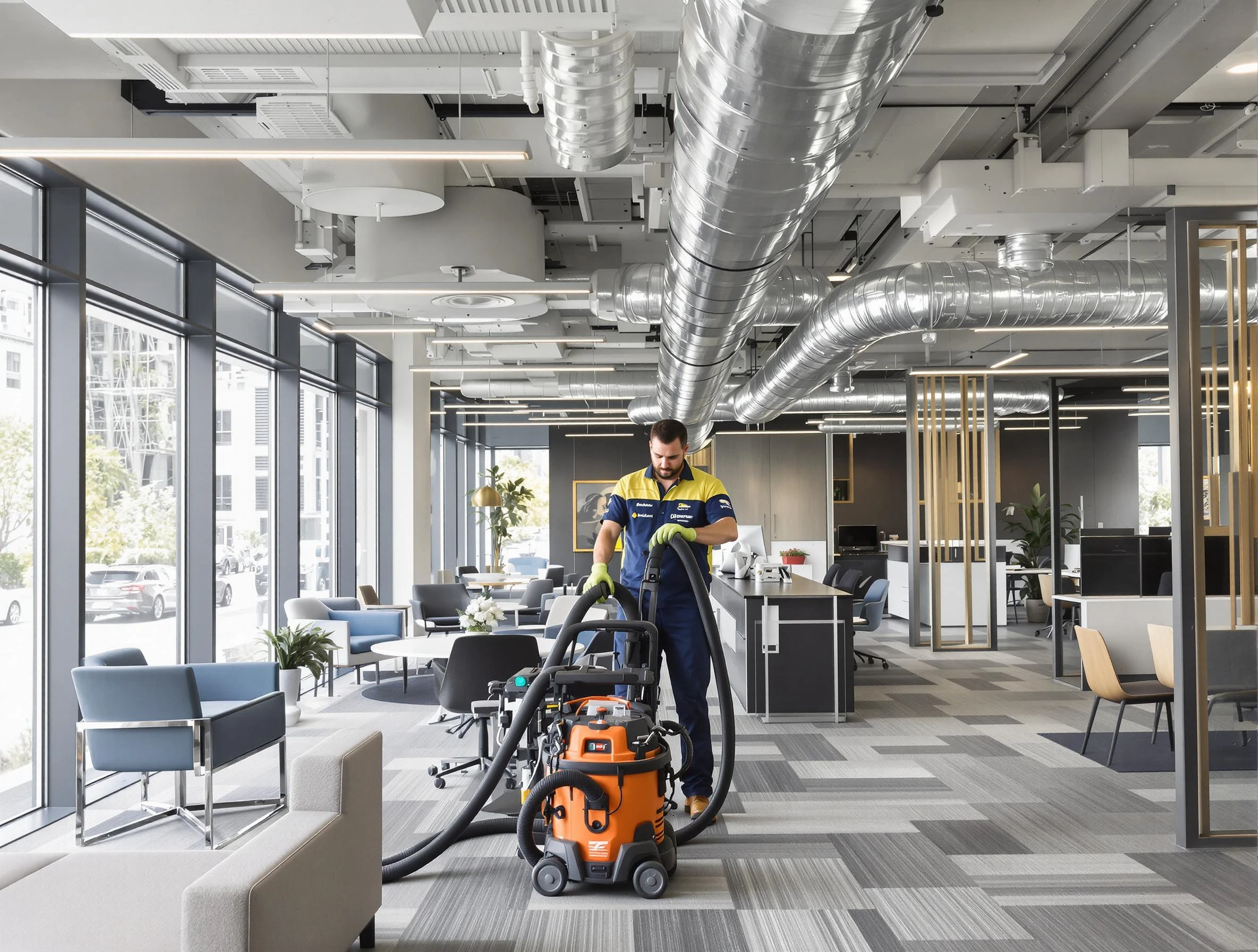East Basin Air Duct Cleaning team performing thorough commercial duct cleaning at a East Basin business center